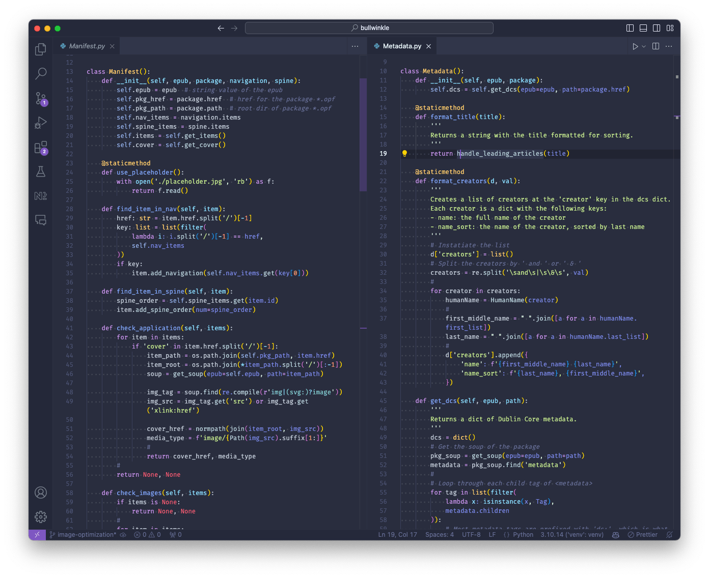 Python code for adding a book to Prismatext