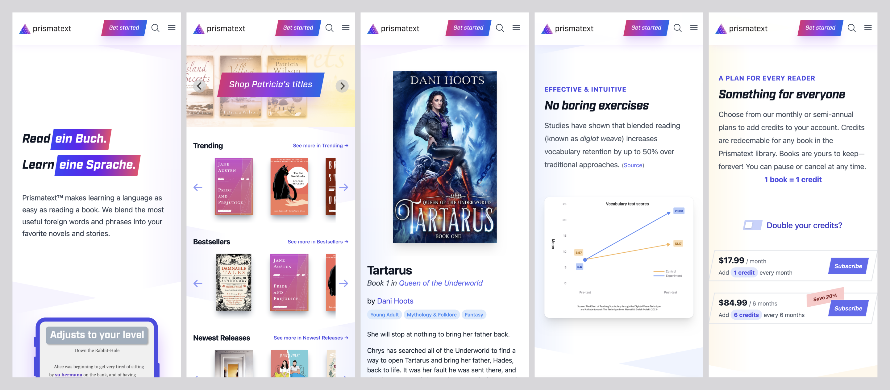 Mobile-first design for the Prismatext storefront